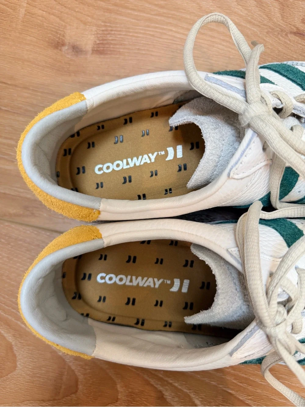 Coolway Goal Men’s Sneakers White Green Mustard Gum Sole Size 6 EU 40